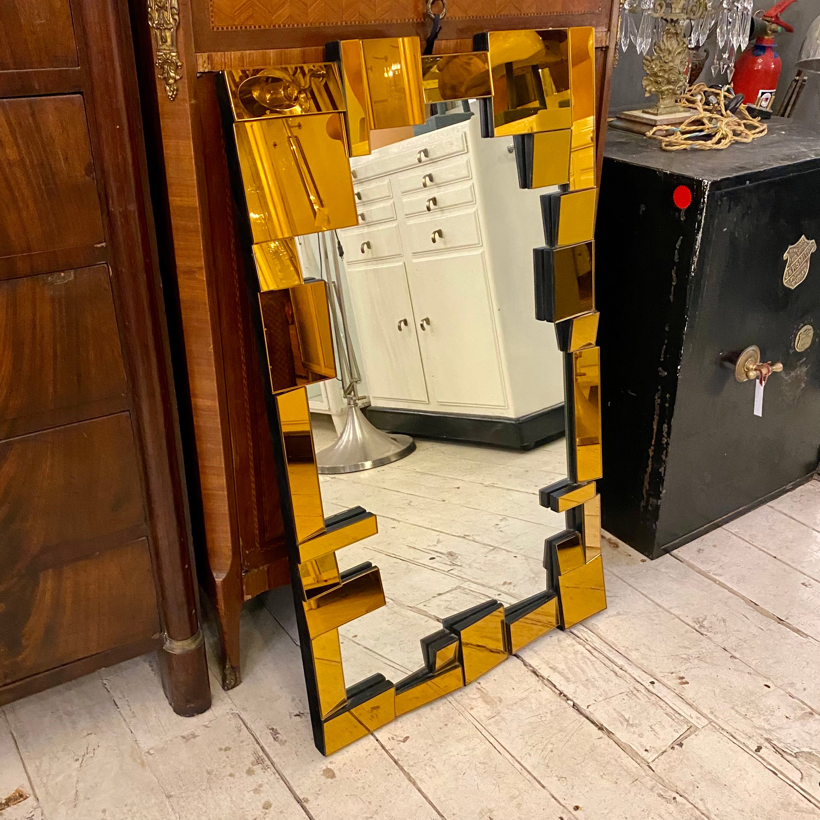 Contemporary Mirror with Amber Frame