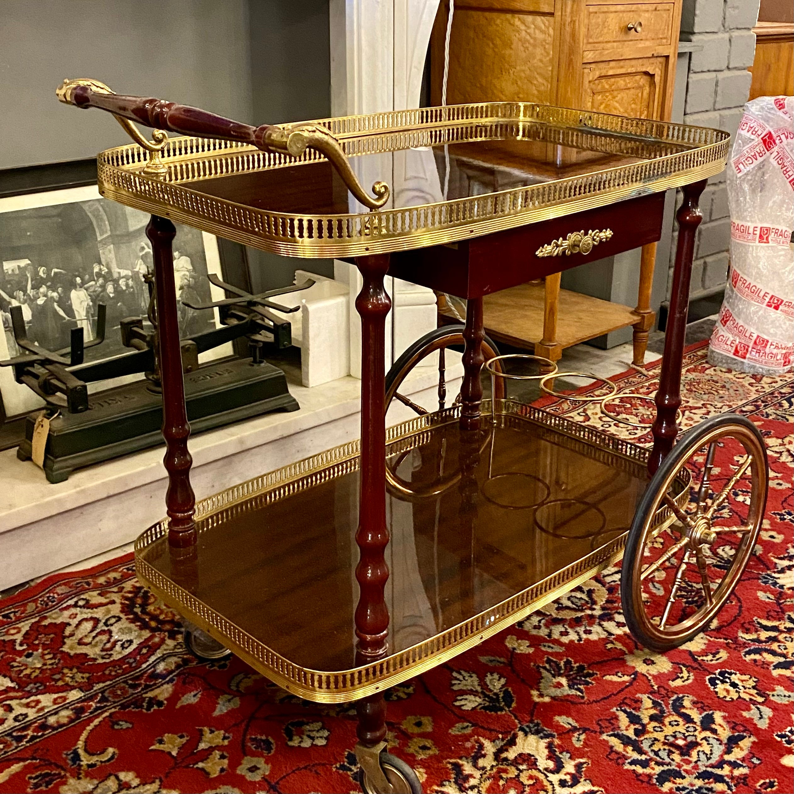 Vintage Italian Drinks Trolley with Drawer