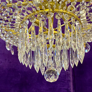 1930's Italian Gilt Metal and Crystal Neoclassical Chandelier