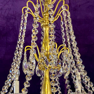 1930's Italian Gilt Metal and Crystal Neoclassical Chandelier