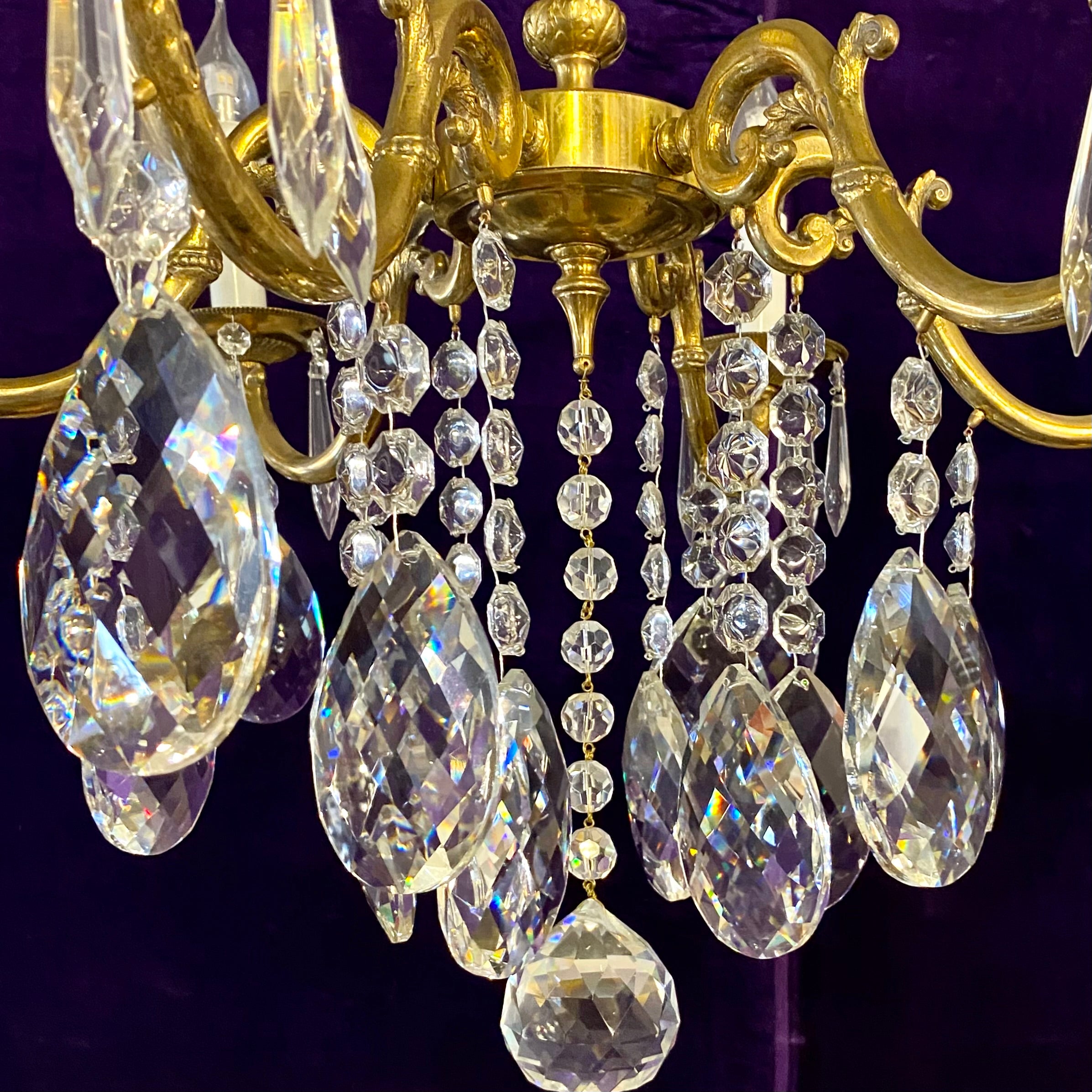 Antique French Chandelier with Delicate Glass Neck