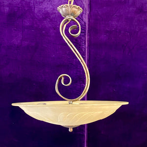 Wrought Iron Pendant with Pressed Glass Shade