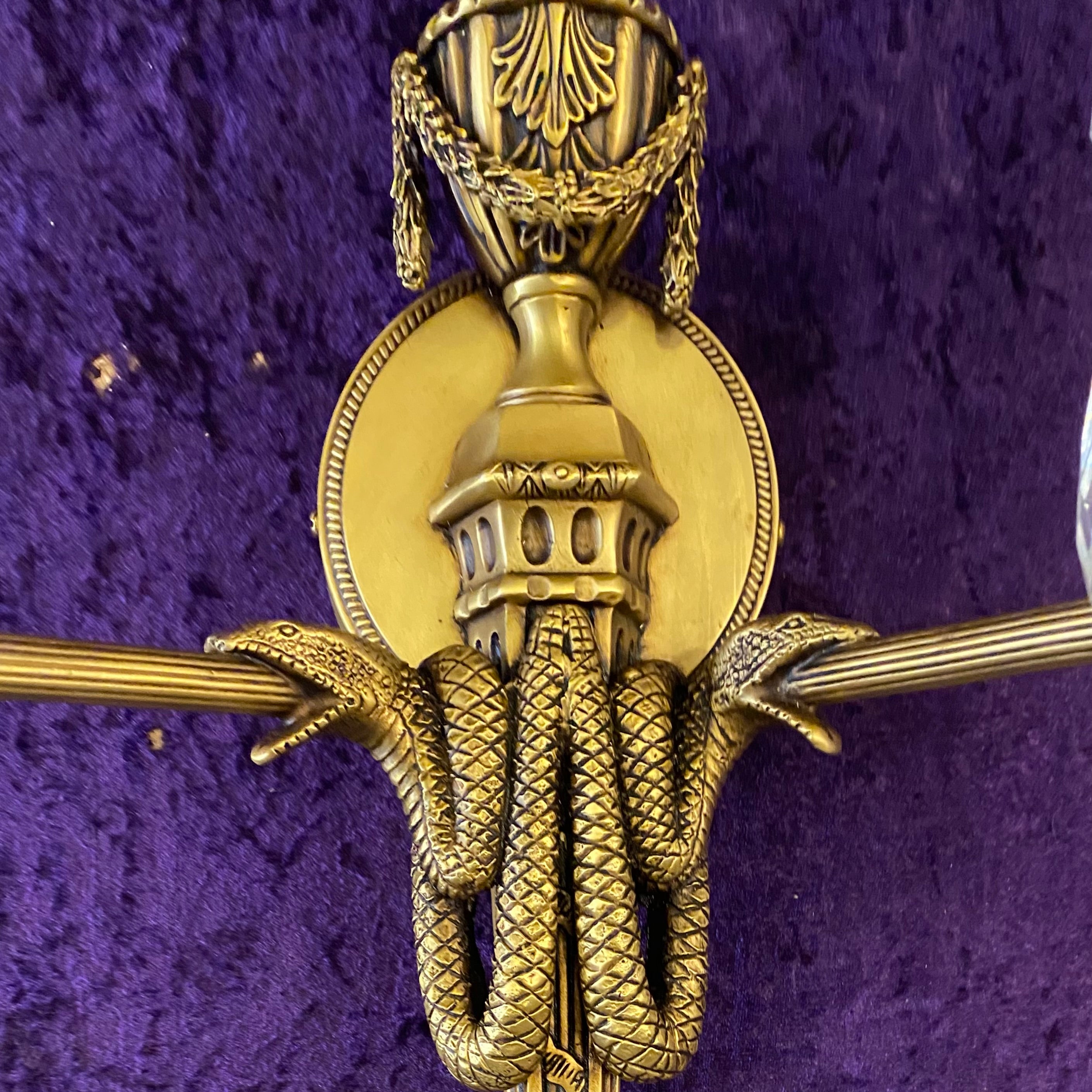 Polished Brass Wall Sconce with Serpent Details