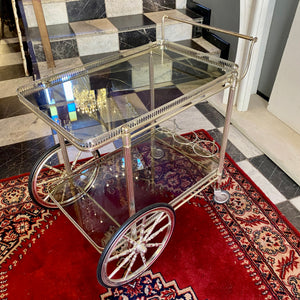 Pretty Vintage Metal and Glass Drinks Trolley - SOLD