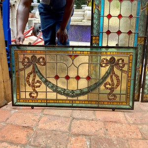 Beautiful Pair of Stained Glass Door Panels with Fanlight