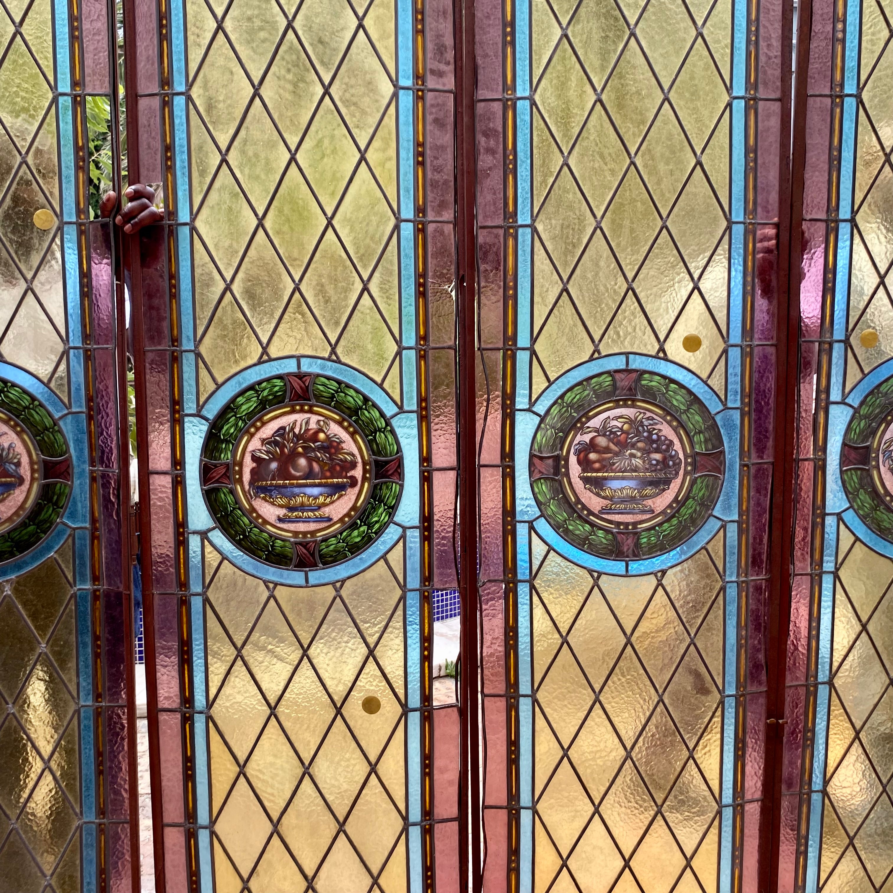 Set of Four Stained Glass Panels