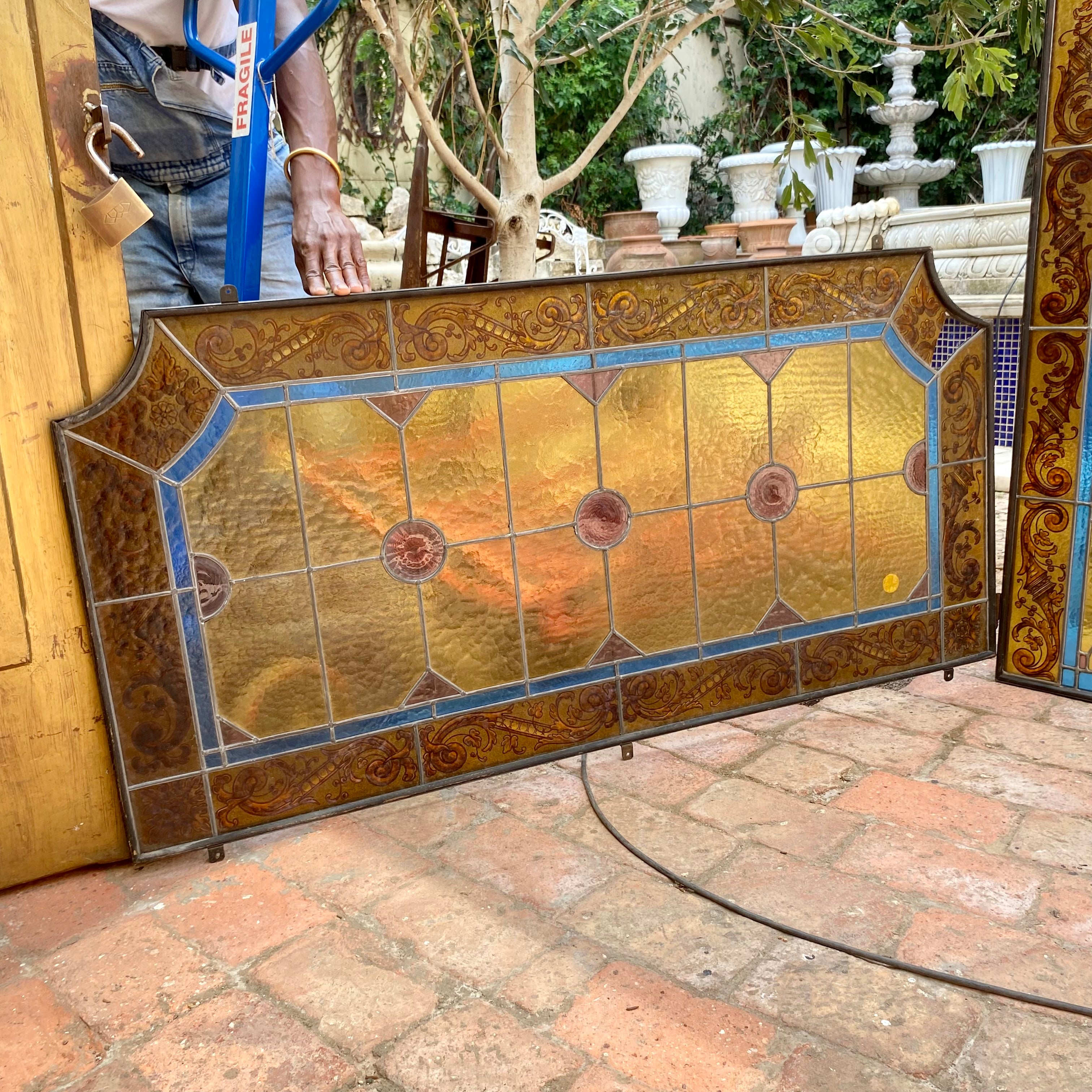 Antique Stained Glass Door with Fanlight
