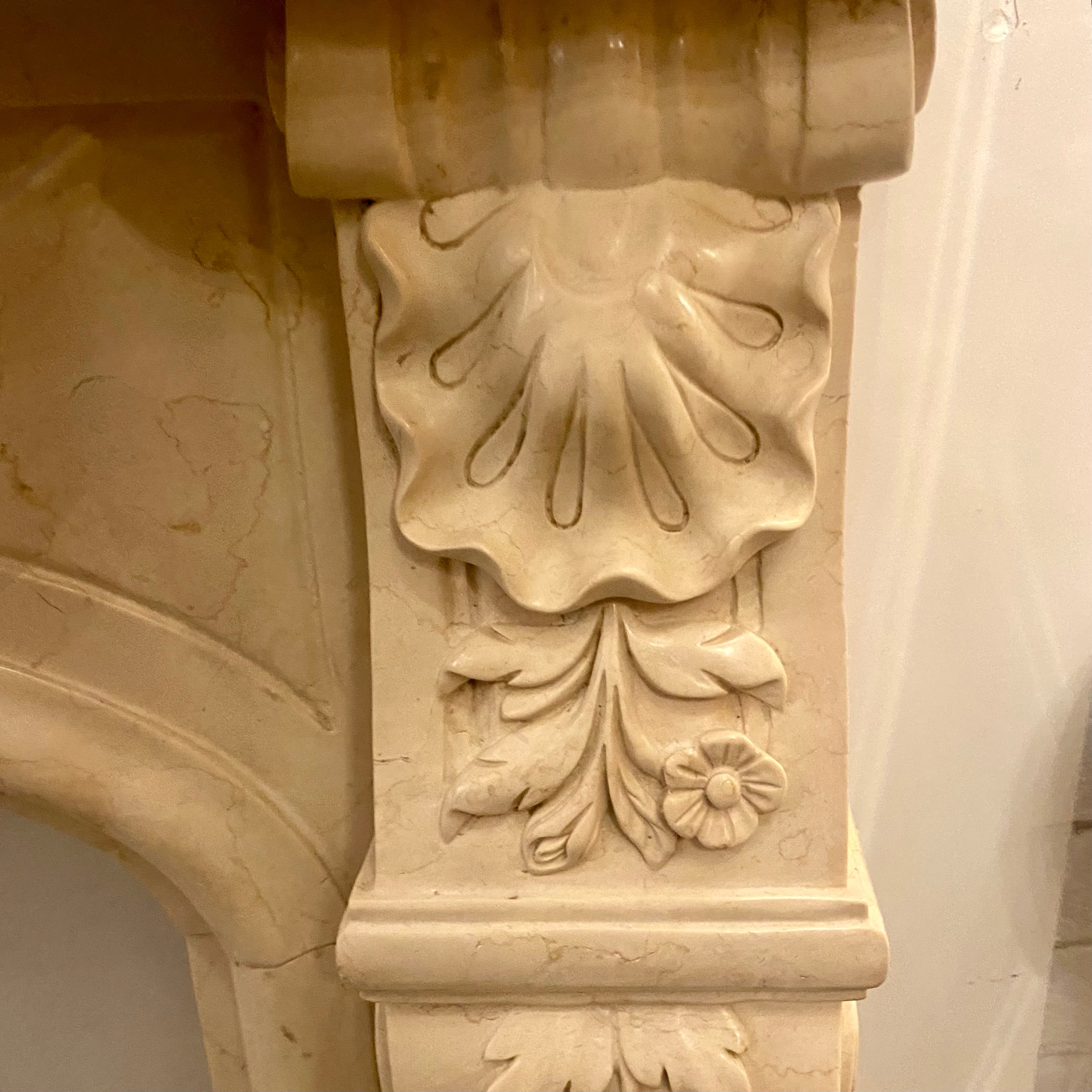 Creme Hand Carved Fireplace