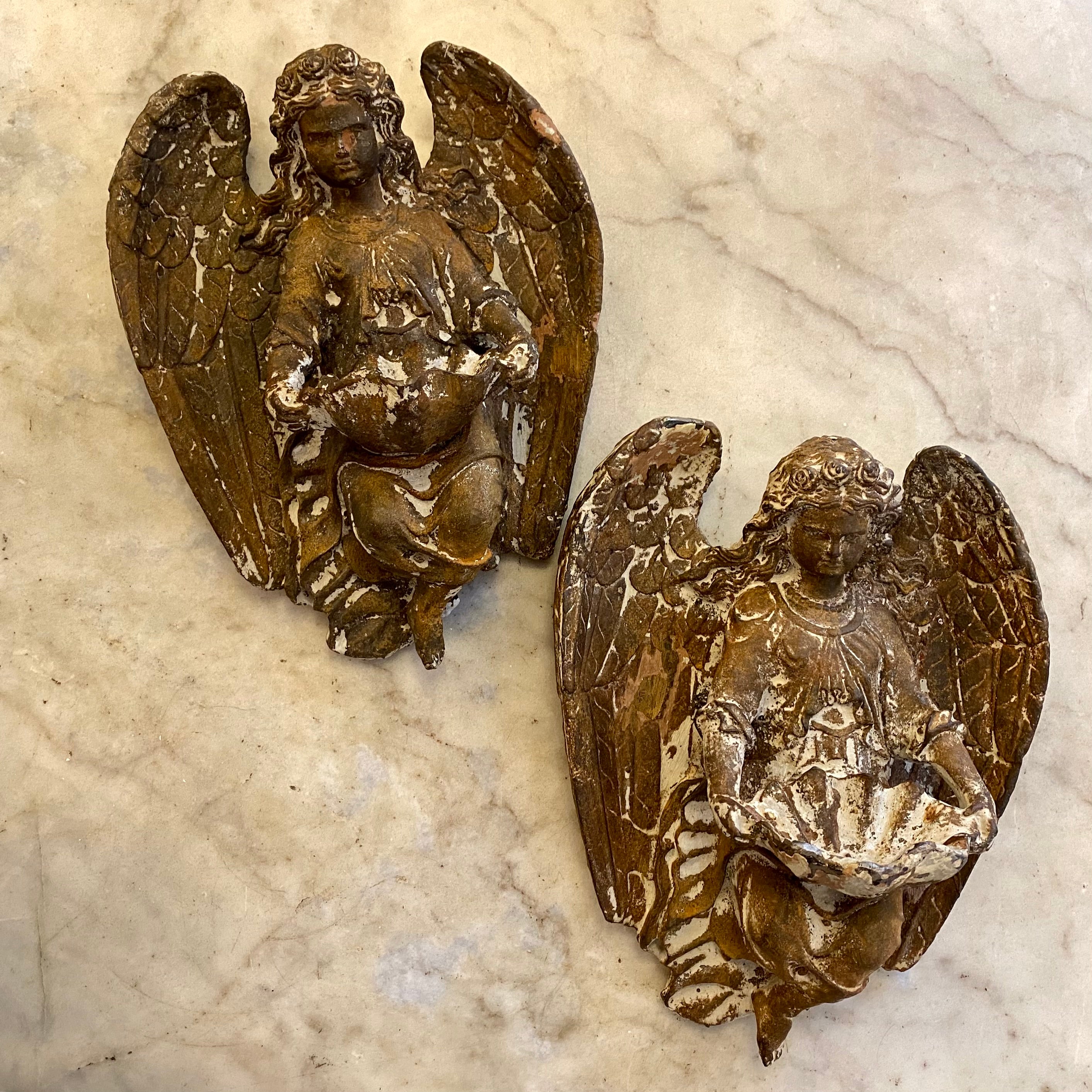 Pair of Cast Iron Angels