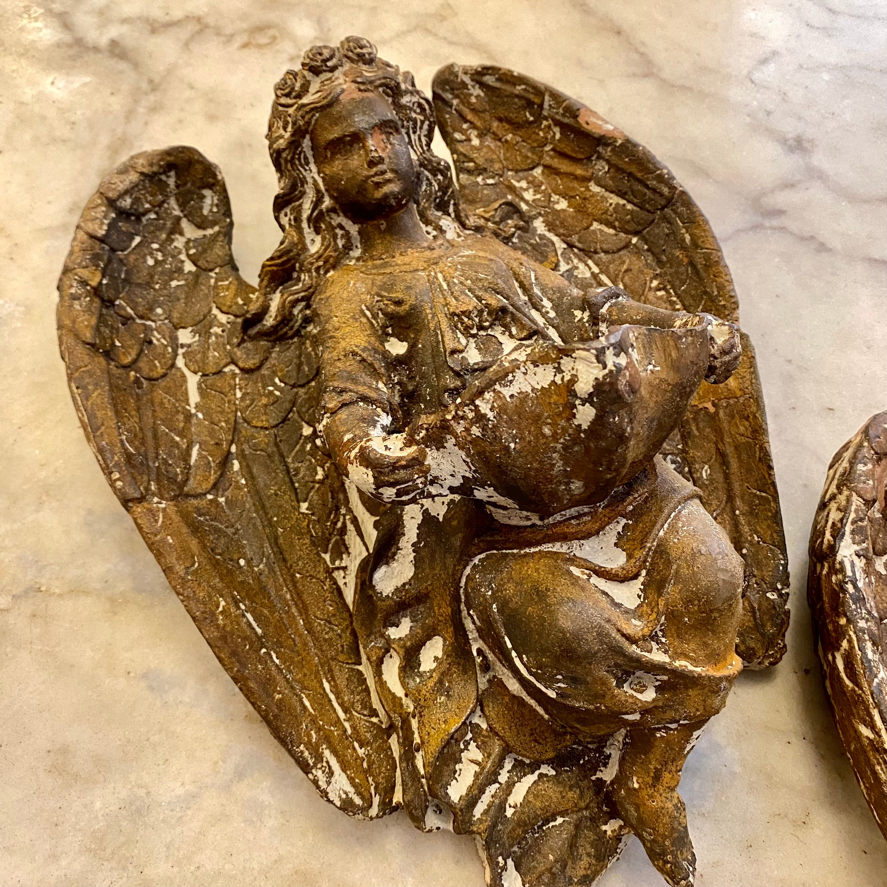 Pair of Cast Iron Angels