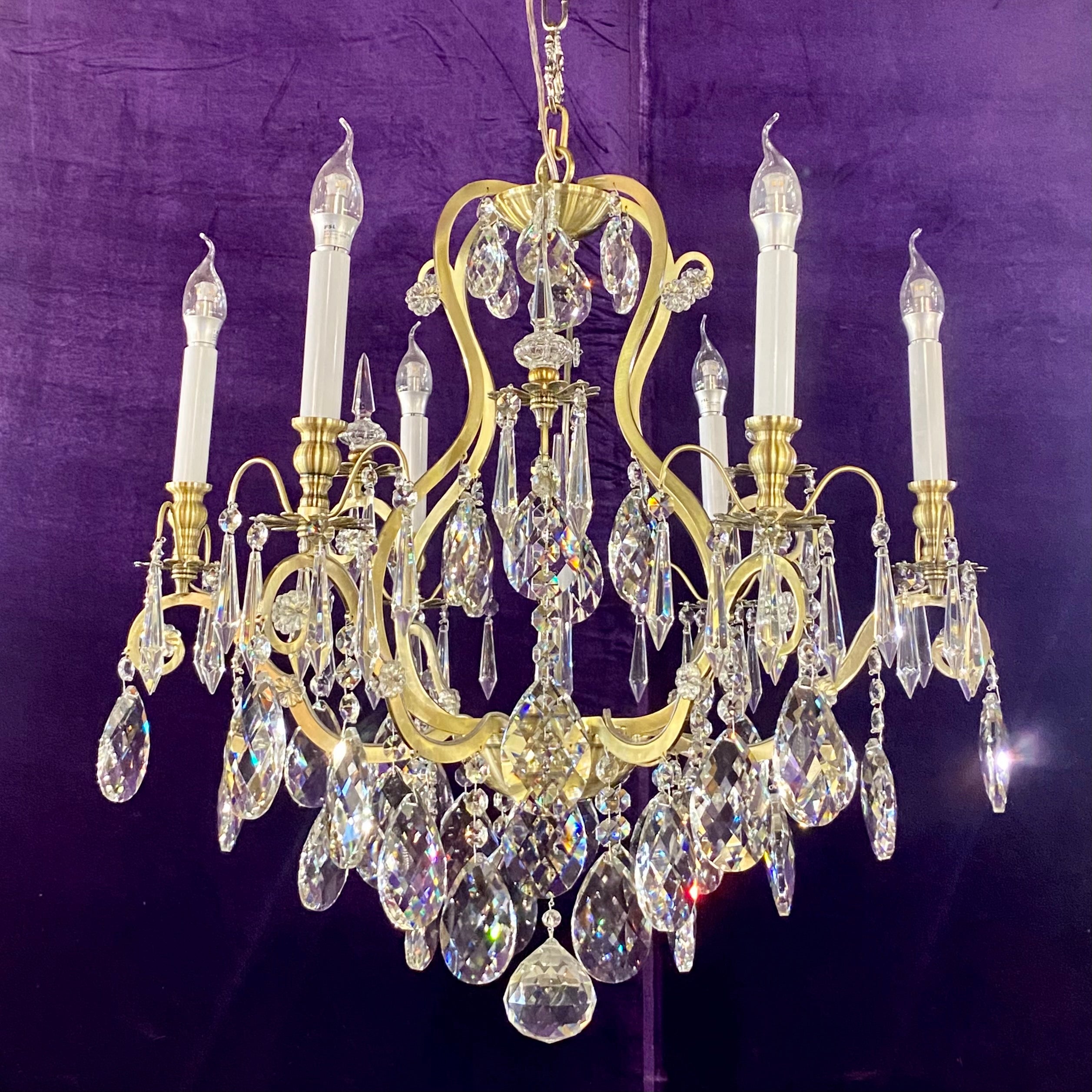 Beautiful Italian Cage Style Chandelier with Crystals