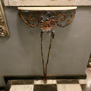 Small Wrought Iron Console with Marble Top