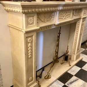 Hand Carved Creme Marble Fire Surround