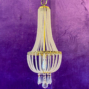 Hand Made Crystal and Brass Neoclassical Chandelier