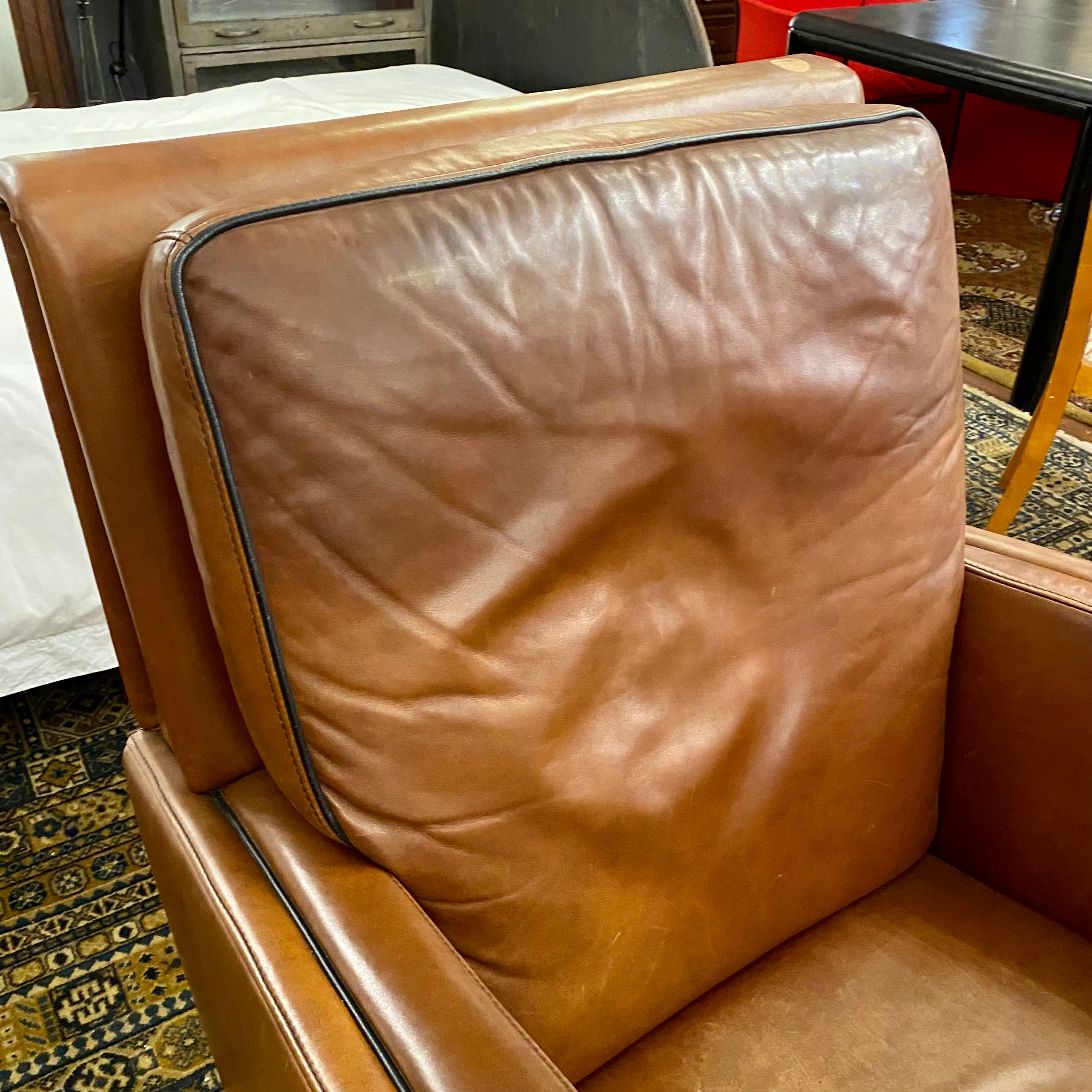 Art Deco Tan Leather Armchair