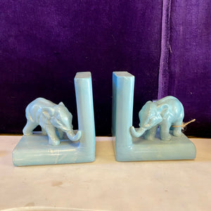 Pair of Vintage Ceramic Pair of Elephant Book Ends
