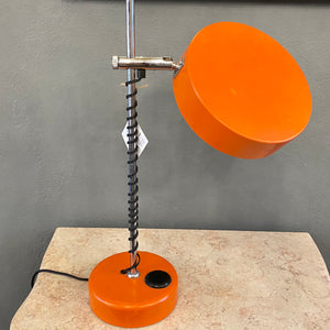 Orange Mid Century Chrome Desk Lamp