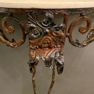 Small Wrought Iron Console with Marble Top
