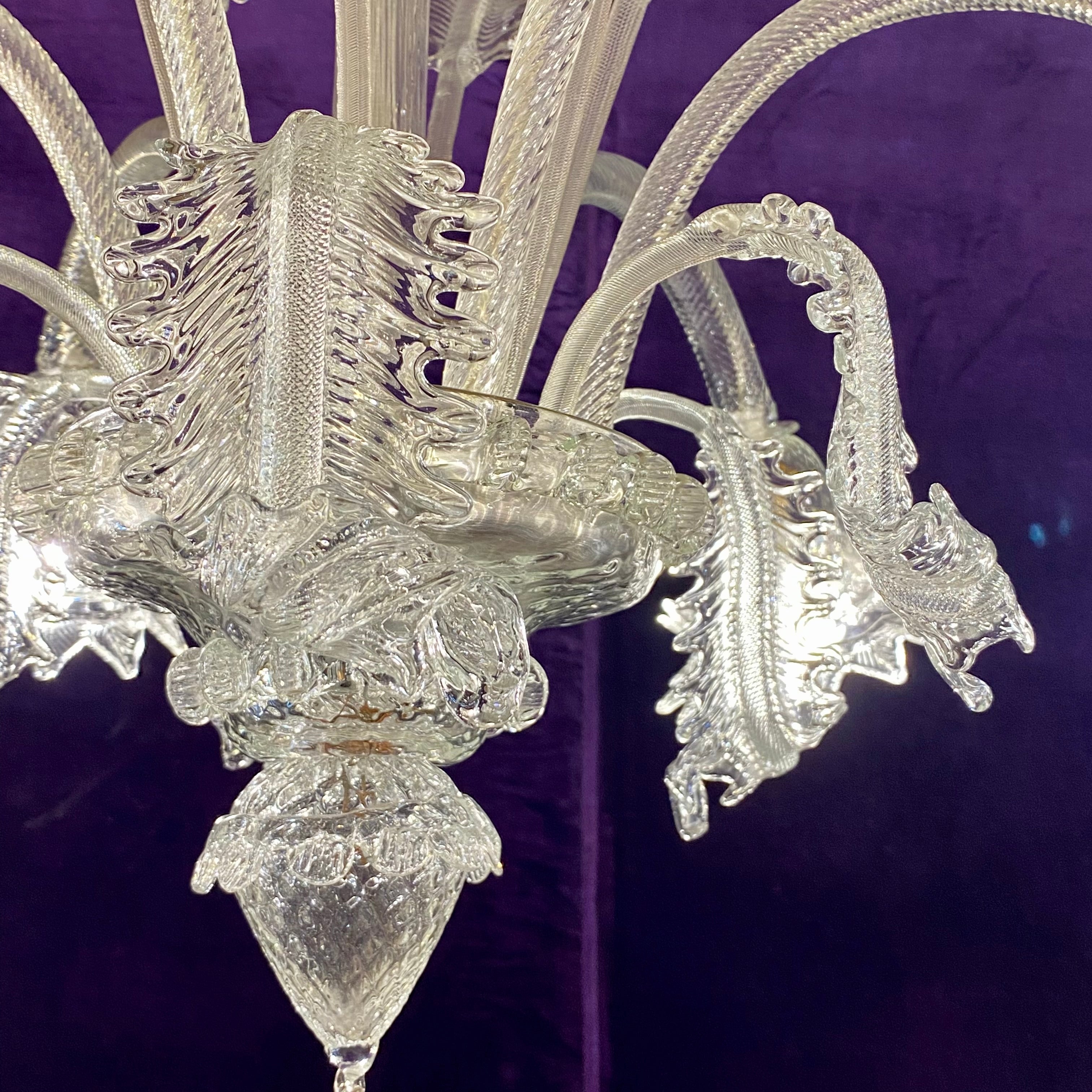 INCREDIBLE!! Clear Glass Antique Murano Chandelier