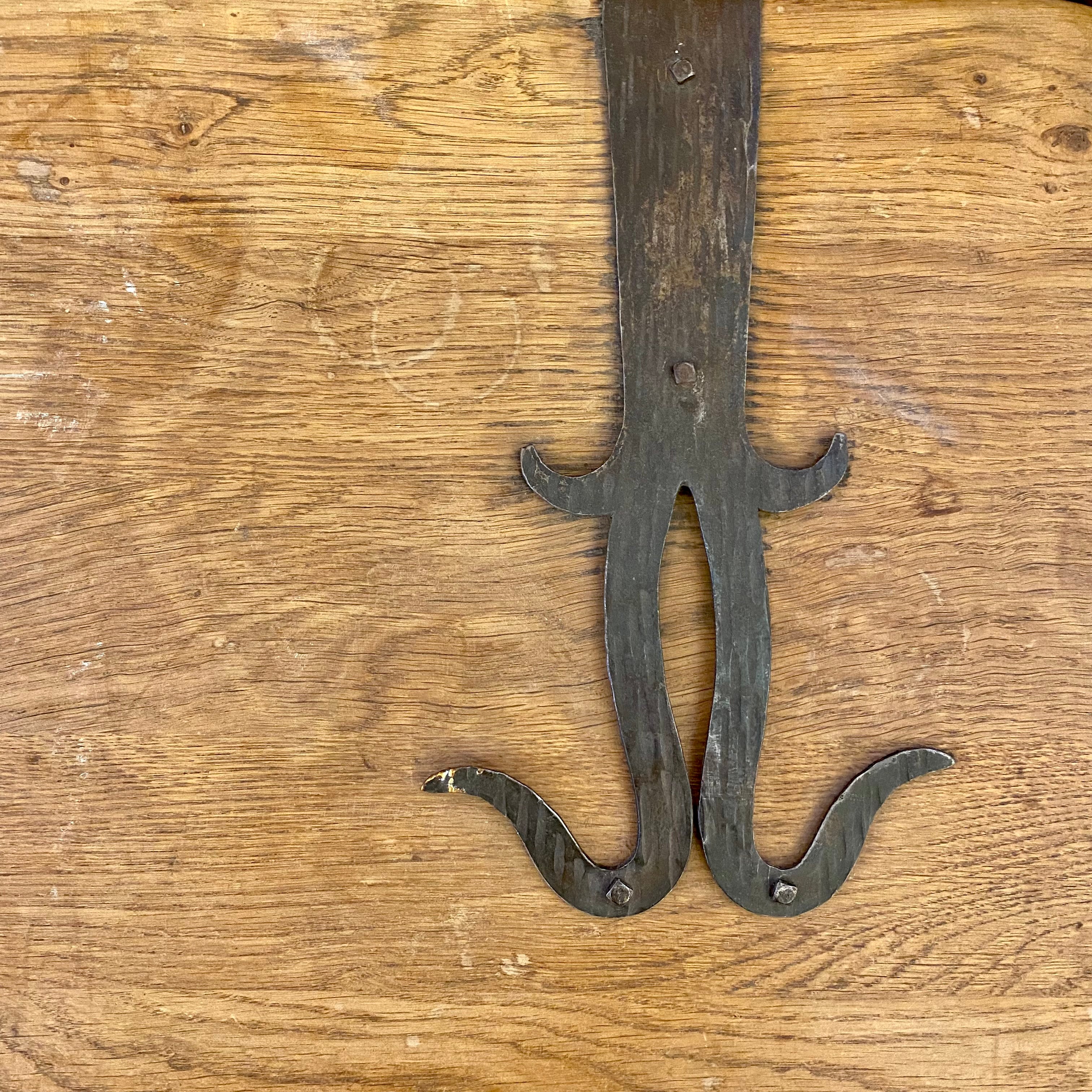 Heavy Antique Carved Oak Kist with Cast Iron Handles