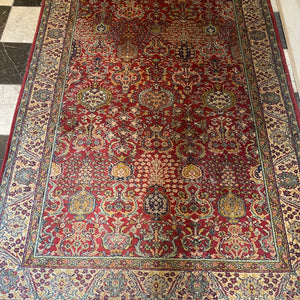Red Vintage Rug with Cream Trim