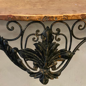 Wrought Iron Wall Mounted Console with Cladded Copper Top