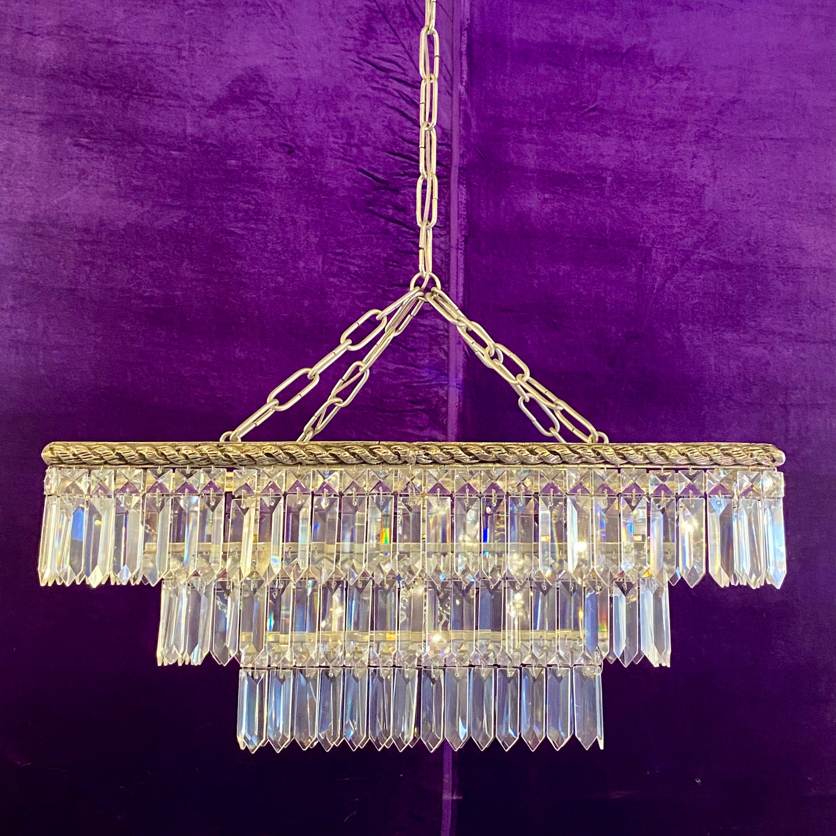 Nickel and Crystal Contemporary Waterfall Chandelier