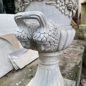 Very Heavy Hand Carved Marble Urns