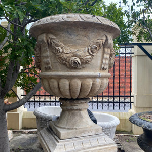 Elegant Bluestone Urn on Plinth (Pair)