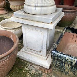Carved White Marble Plinths with Grey Vein