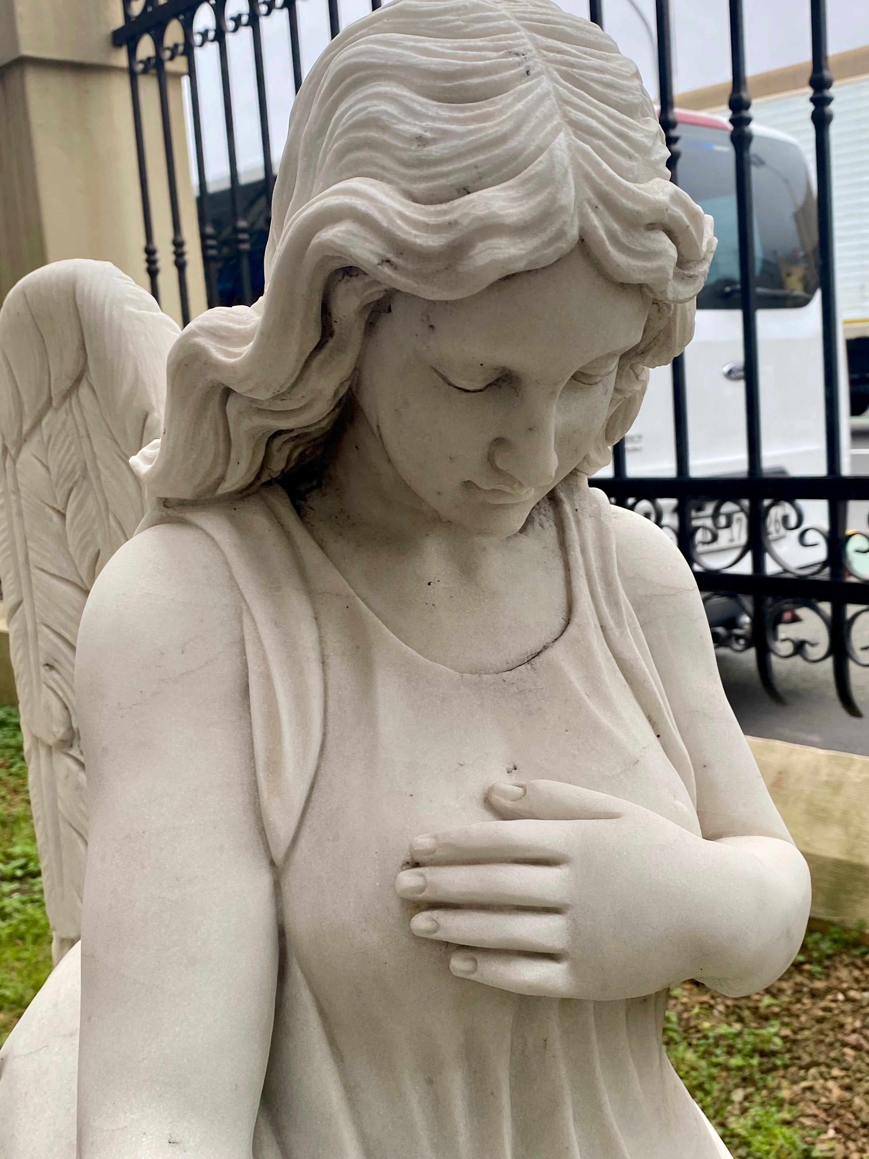Magnificent White Marble Angel Statue