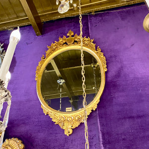 Oval French Style Mirror with Carved Detail