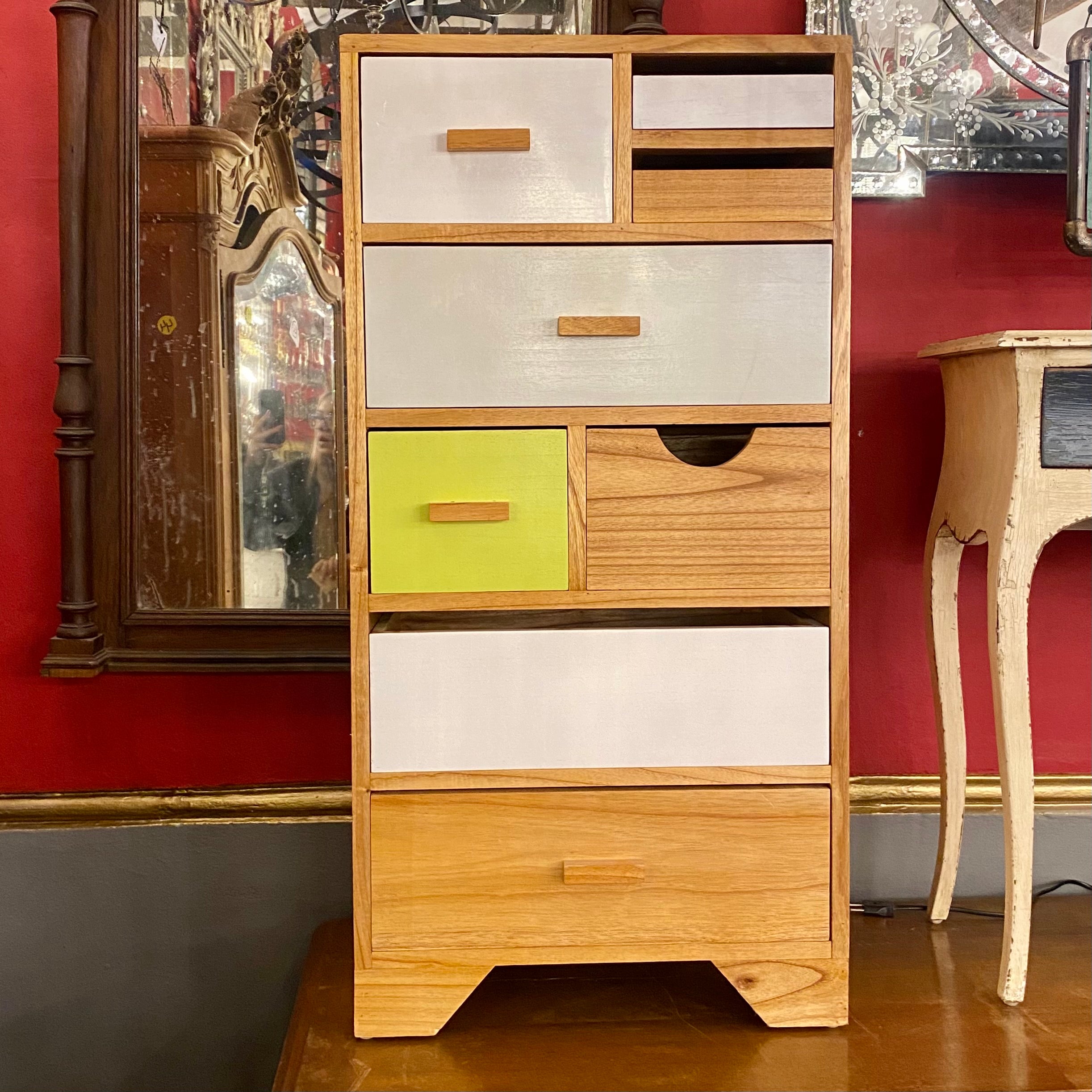 White & Yellow Retro Style Chest of Drawers