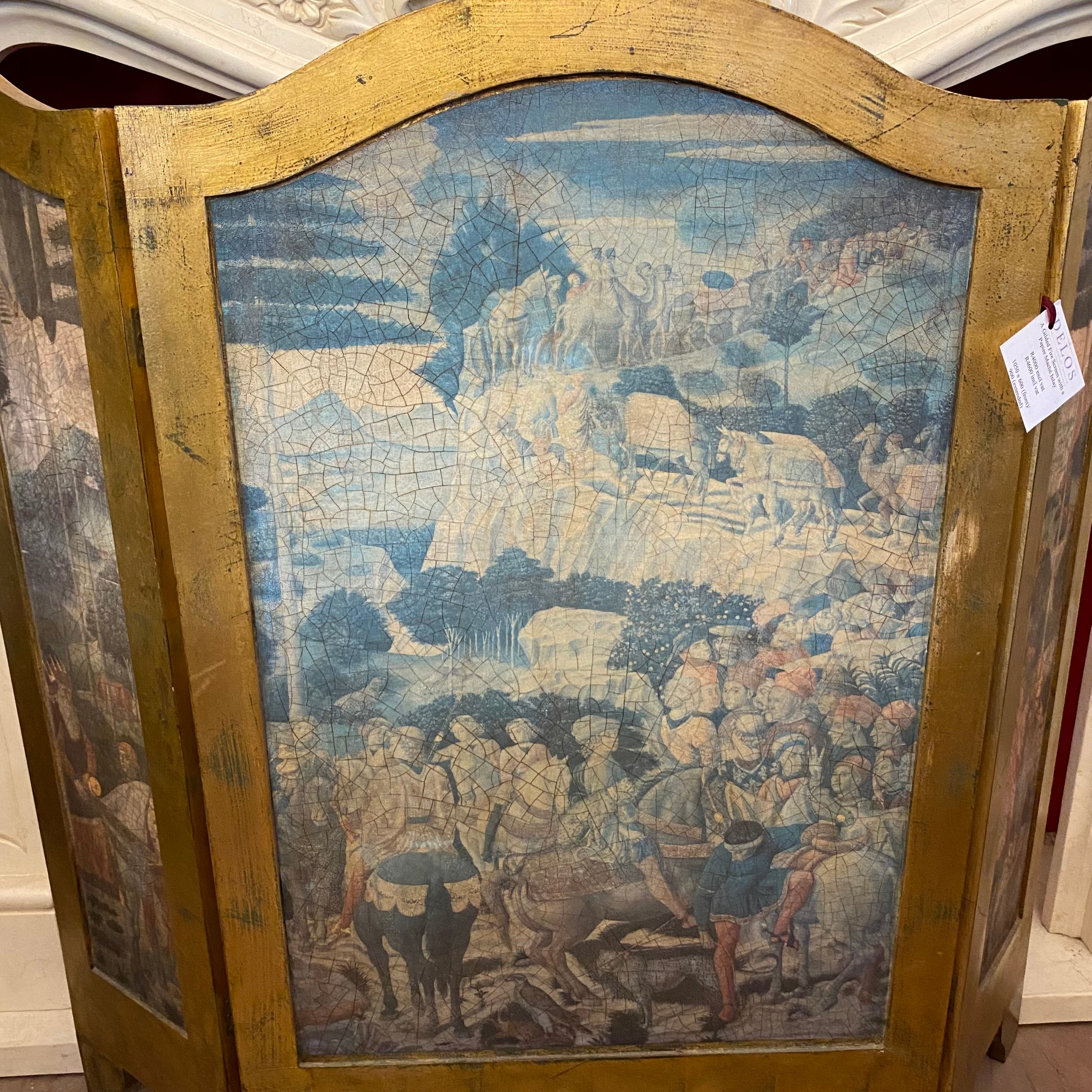Gilded Fire Screen with a Papier Maché Inlay