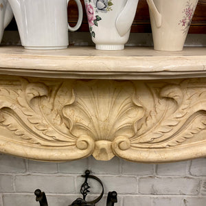 Stunning Hand Carved Creme Marble Fireplace