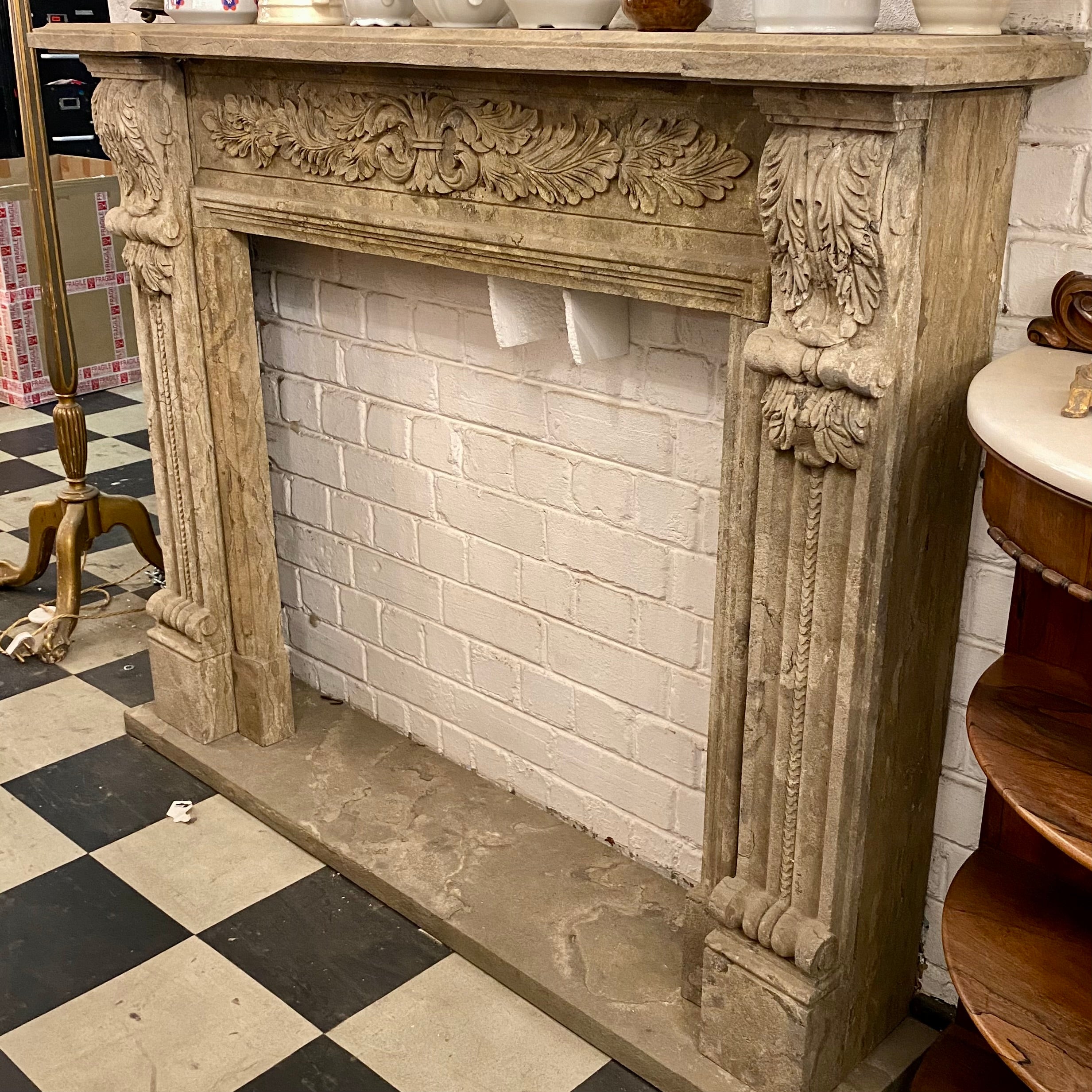 French Style Blue Stone Fire Surround