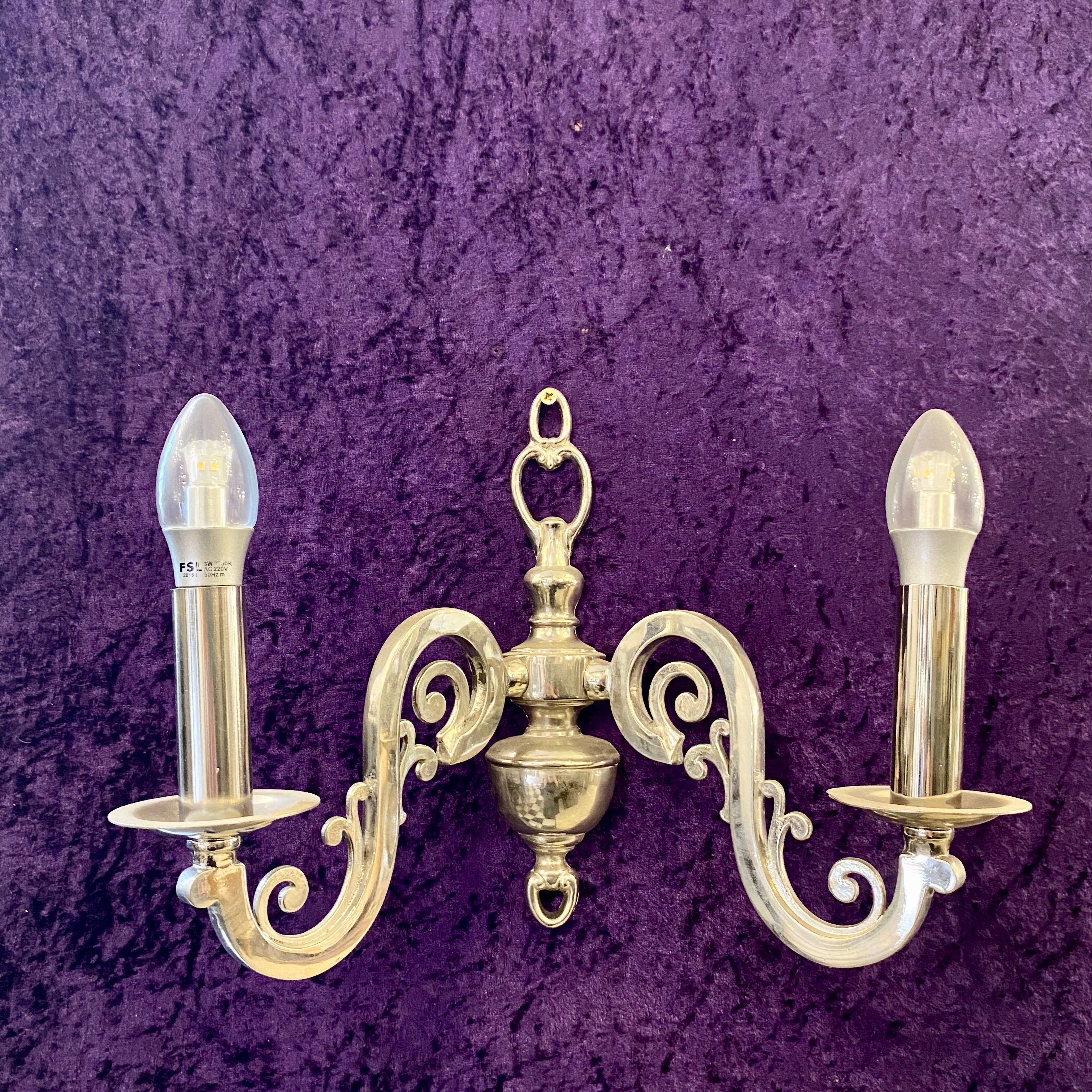 Pair of Antique Nickel Wall Lights - SOLD