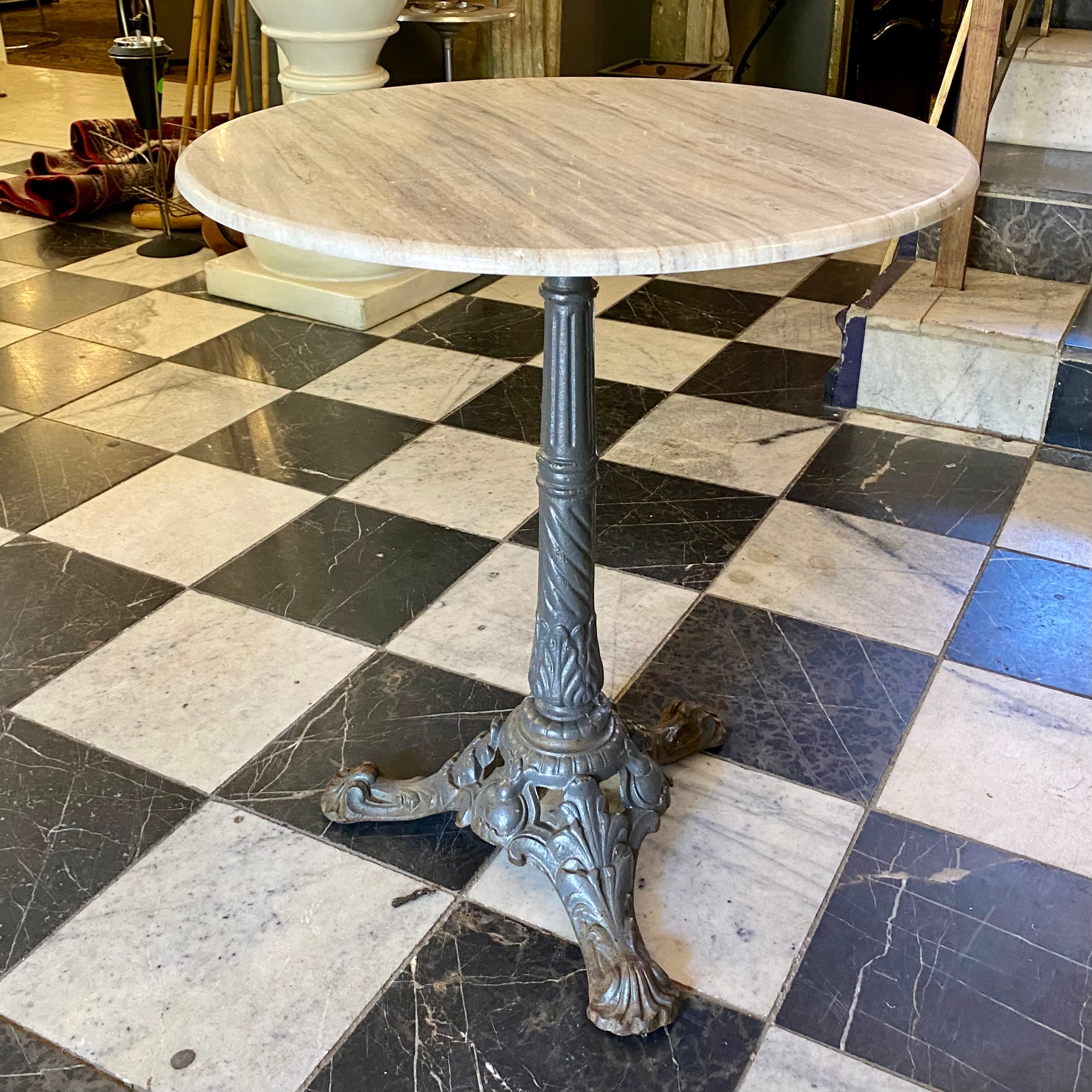 Creme/White Marble Top with Cast Iron Base