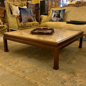 Antique Mahogany Coffee Table with Marble Top