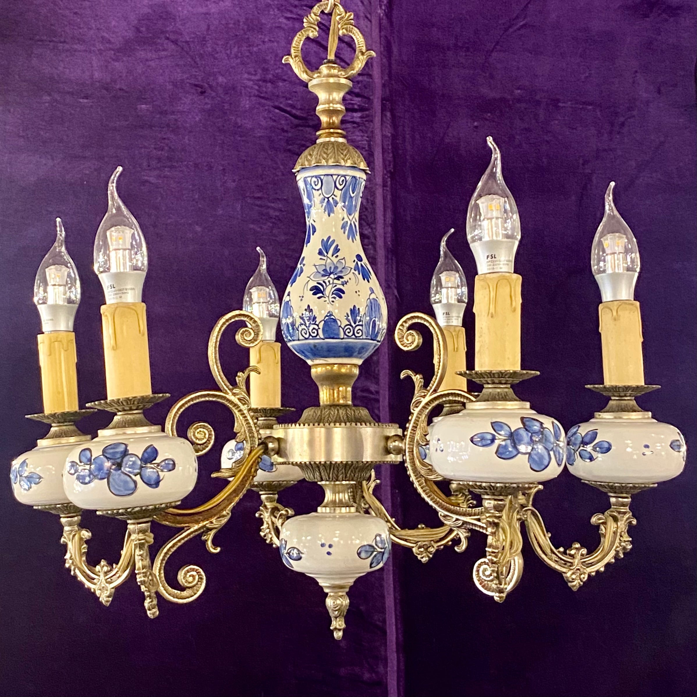 Unusual Antique Delft Chandelier - SOLD