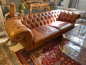 Vintage Leather Chesterfield Sofa with Brass Studs - SOLD