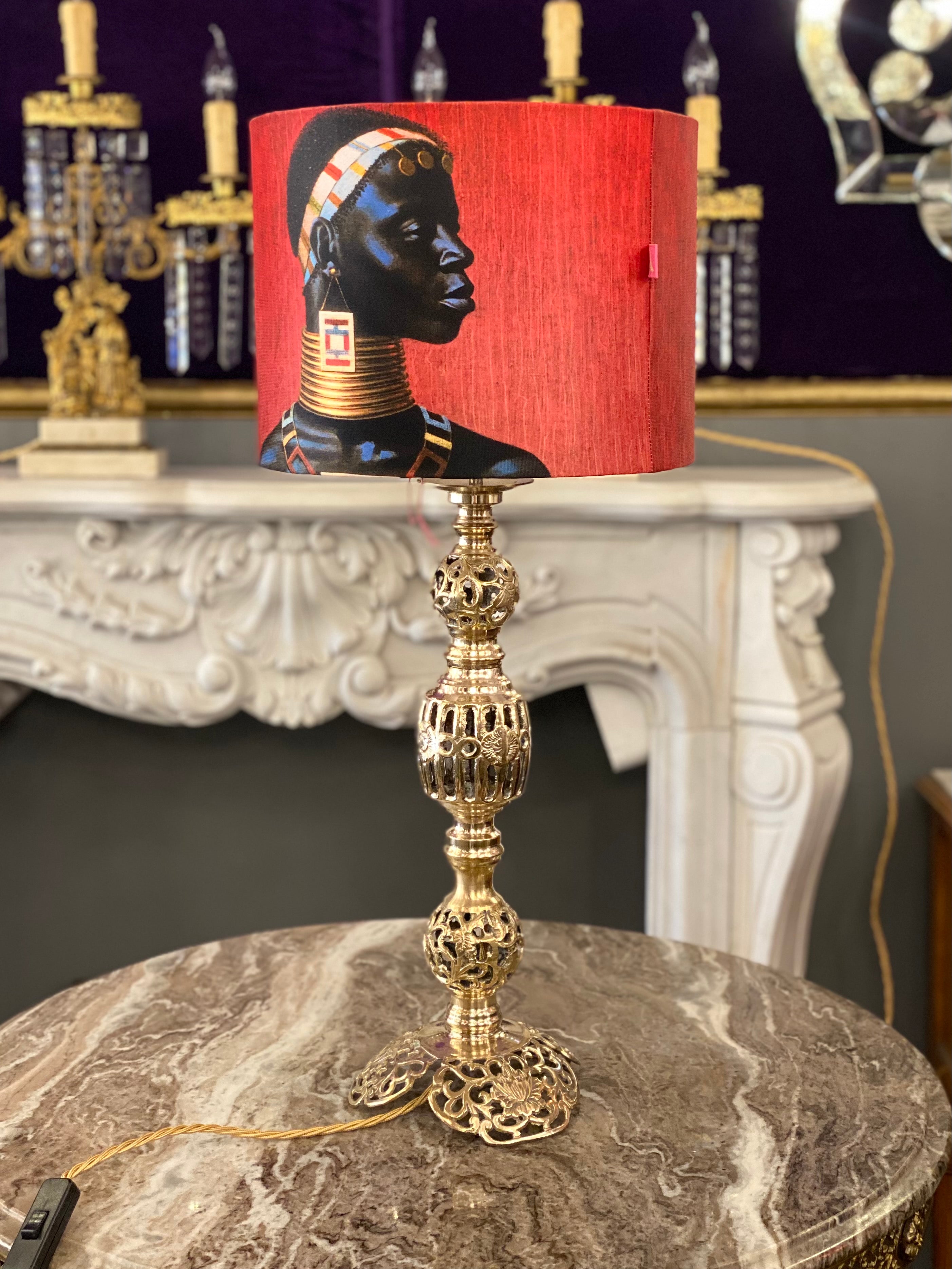 Vintage Pierced Brass Table Lamp