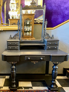 Victorian Dressing Table Painted in a Matte Charcoal Finish