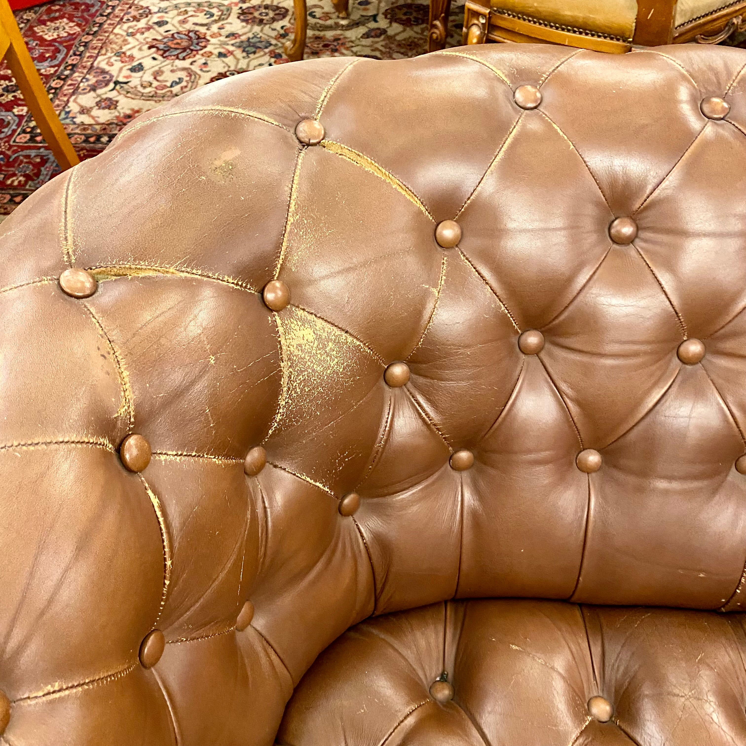 1930's Vintage Leather Chesterfield
