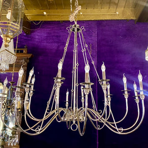 An Extremely Large Nickel Sixteen Arm Chandelier