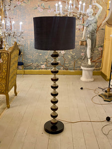 Art Deco Wood & Chrome Standing Lamp