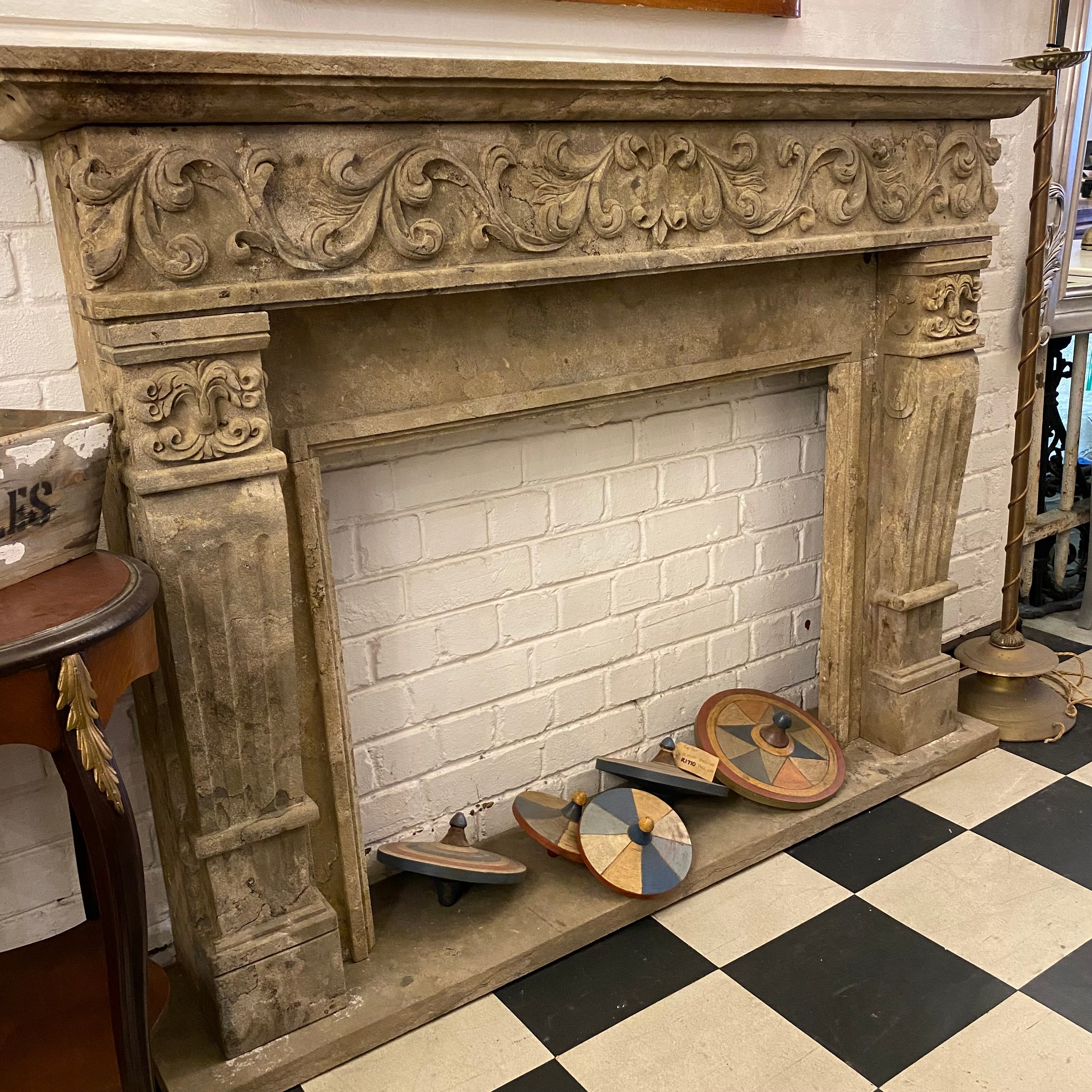 Ornately Carved Bluestone Fire Surround - SOLD