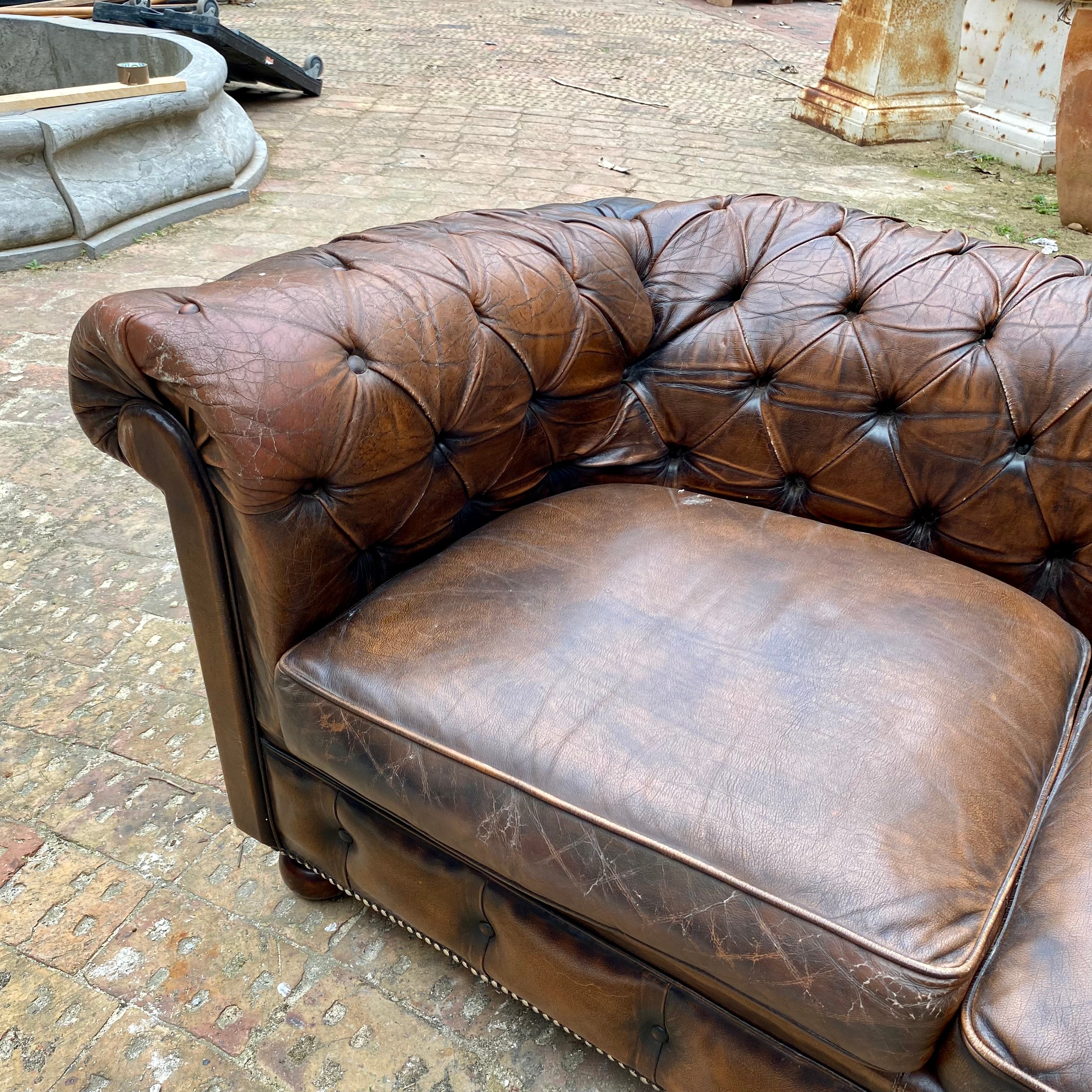 Vintage Leather Chesterfield 2 Seater Sofa