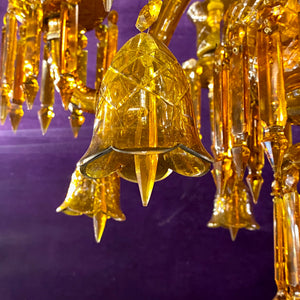 Amber Coloured Murano Glass Style Chandelier