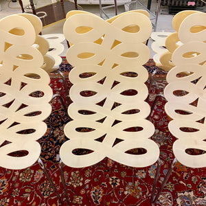Set of Eight Funky Moulded Plastic & Chrome Dining Chairs